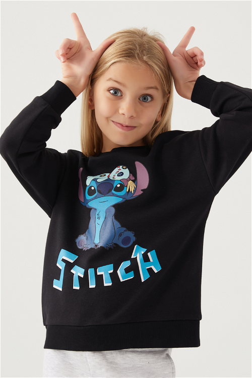 Stitch Toy Siyah Kız Çocuk Sweatshirt