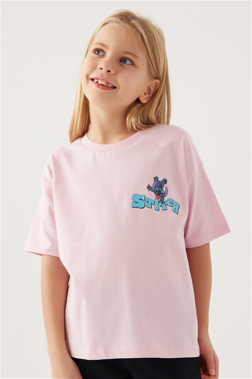 Stitch Back Toz Pembe Kız Çocuk T-Shirt