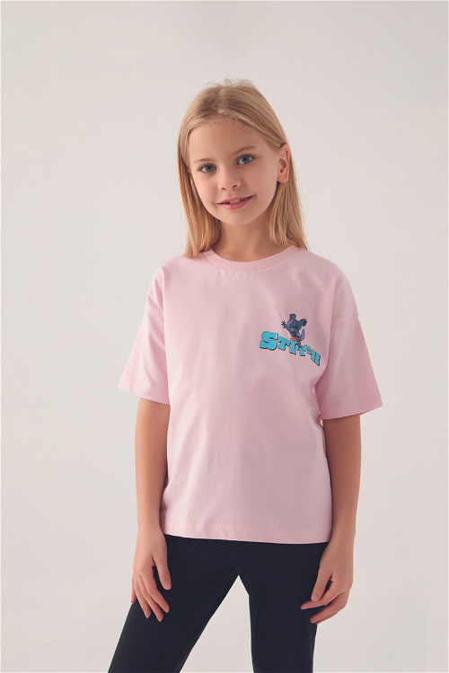 Stitch Back Toz Pembe Kız Çocuk T-Shirt