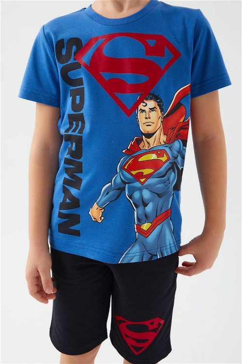Superman Heros Mavi Erkek Çocuk Bermuda Takım