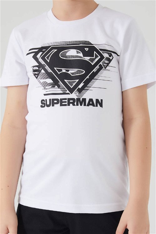 Superman Hero Superman Beyaz Erkek Çocuk Kapri Takım