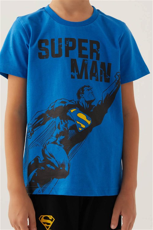 SuperMan Steel Mavi Erkek Çocuk Kapri Takım