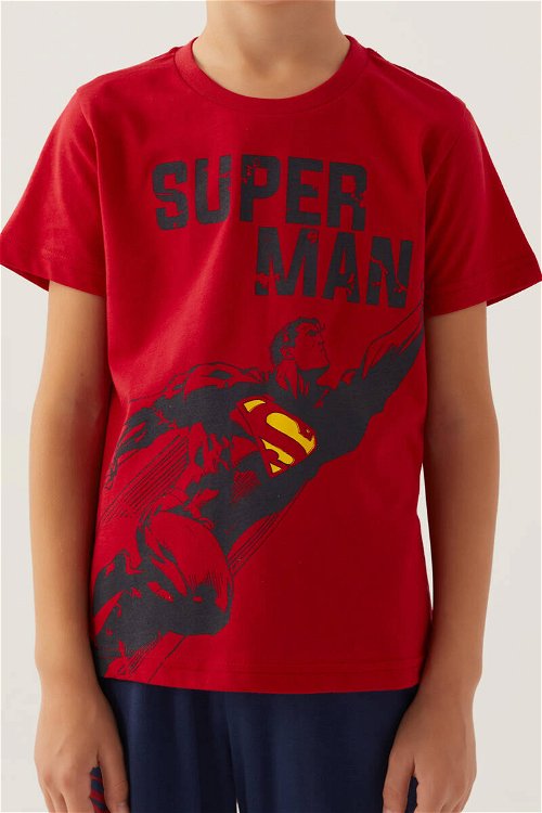 SuperMan Steel Kırmızı Erkek Çocuk Kapri Takım