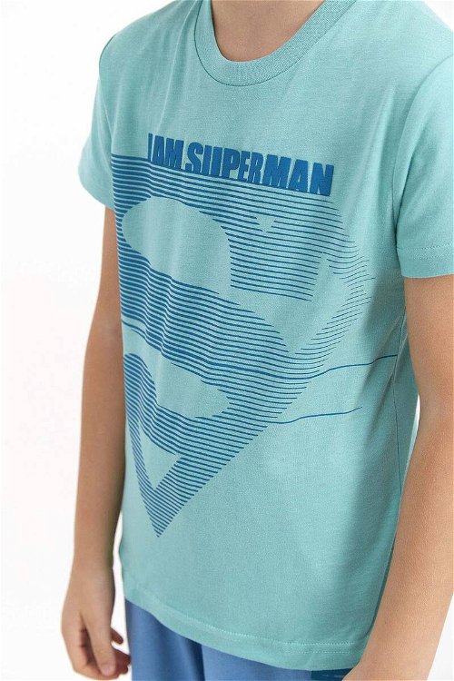Superman Lisanslı Mat Mavi Erkek Çocuk Kapri Takım