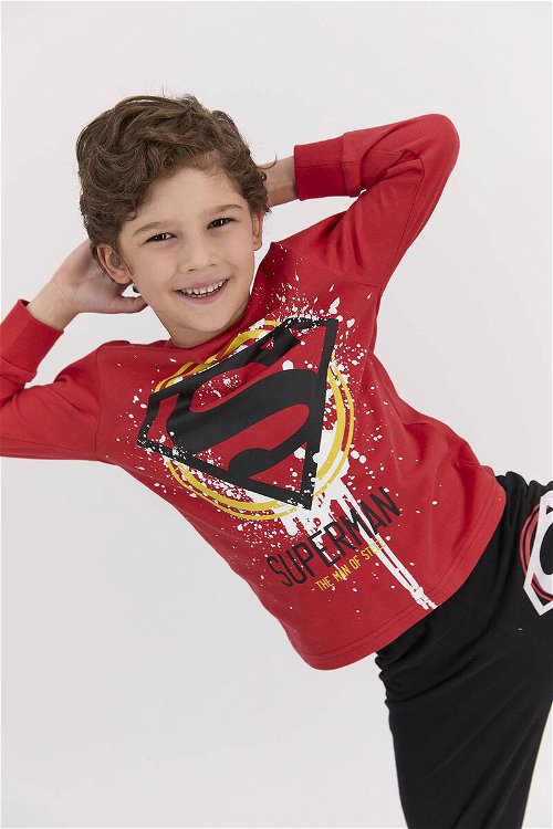 Superman Lisanslı The Man Of Street Kırmızı Erkek Çocuk Pijama Takımı