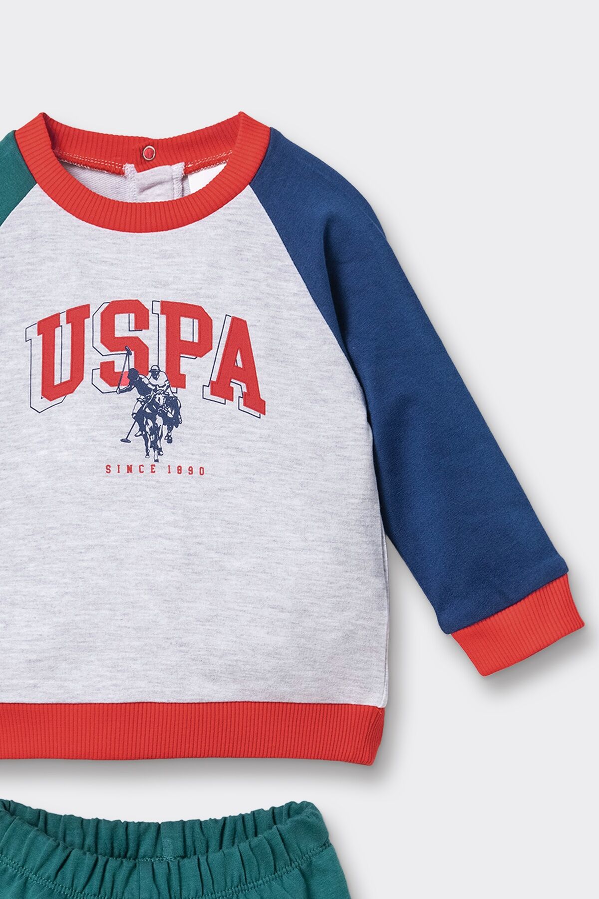 U.S POLO ASSN - U.S. Polo Assn. Baskılı Erkek Bebek Gri Eşofman Takım USB3174-C-V1 (1)