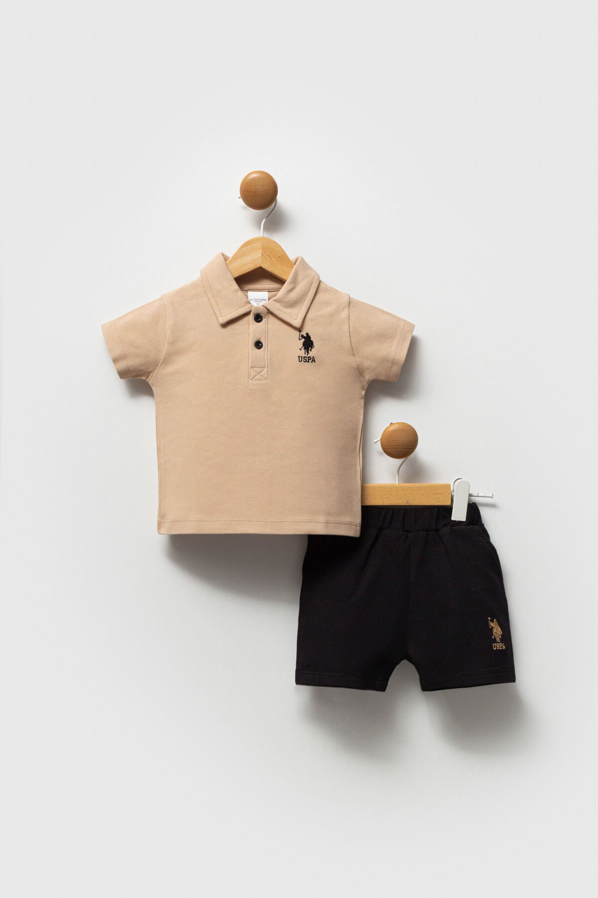 U.S. Polo Assn - U.S. Polo Assn. Erkek Bebek Bej Tişört Takım