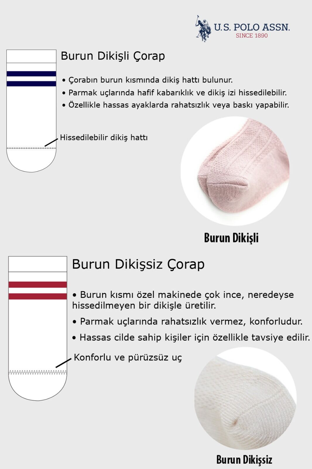 U.S. Polo Assn - U.S. Polo Assn Kız Bebek Beyaz Çorap (1)