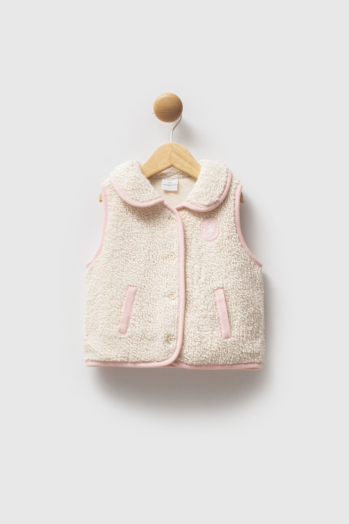 U.S. Polo Assn - U.S. Polo Assn Kız Bebek Ekru Yelek U.S. Polo Assn - U.S. Polo Assn Kız Bebek Ekru Yelek