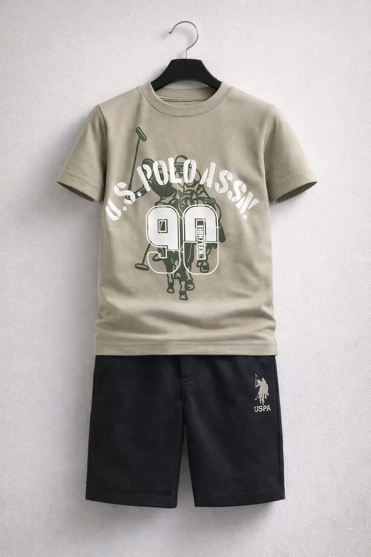 U.S. Polo Assn - U.S. Polo Assn Erkek Çocuk Haki Bermuda Takım (1)