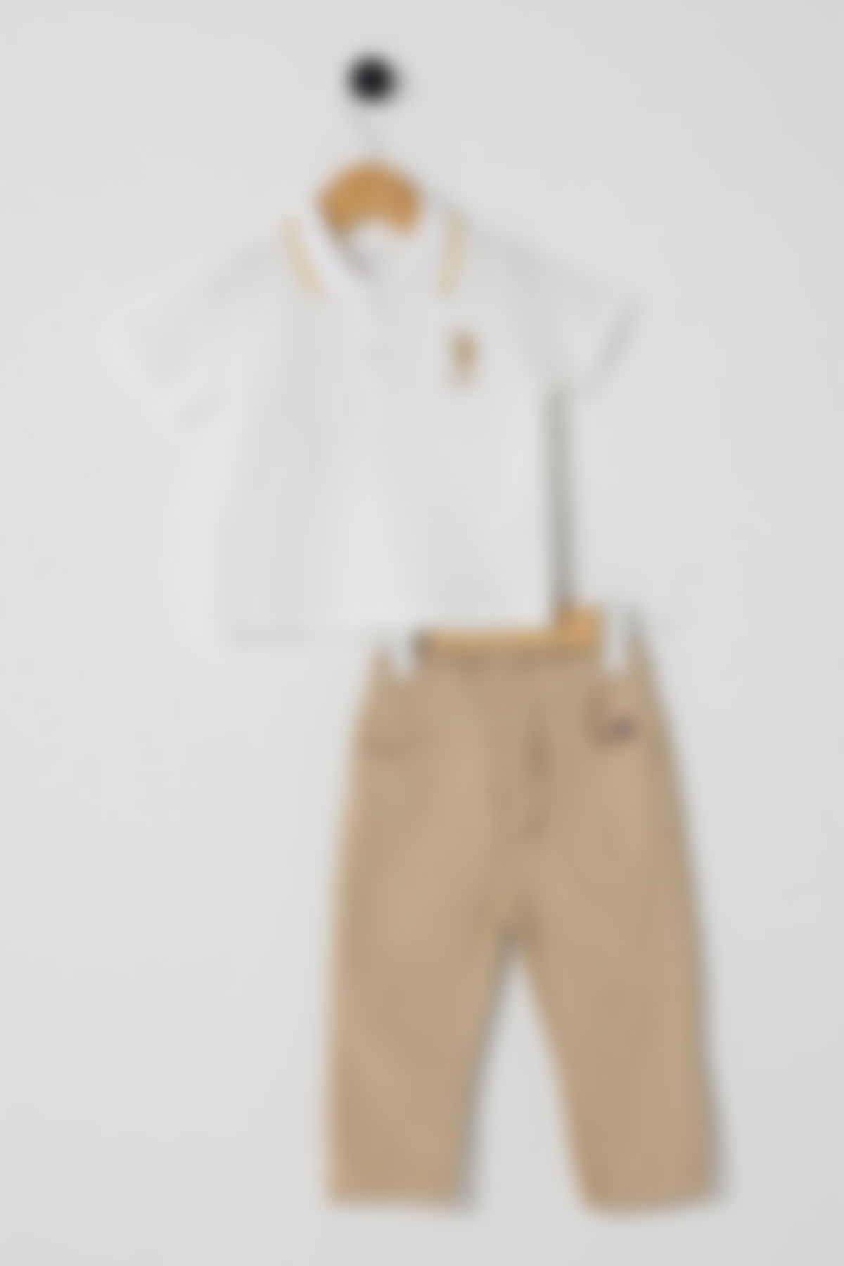 U.S. Polo Assn - U.S POLO ASSN ERKEK BEBEK 2Lİ PİKE T-SHIRT TAKIM Beyaz-bej 