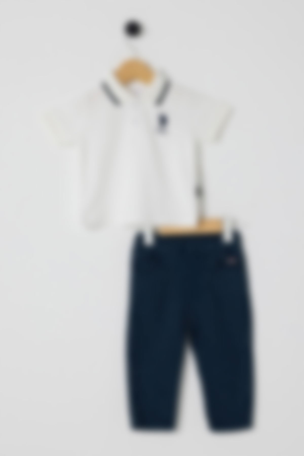 U.S. Polo Assn - U.S POLO ASSN ERKEK BEBEK 2Lİ PİKE T-SHIRT TAKIM Beyaz-lacivert 