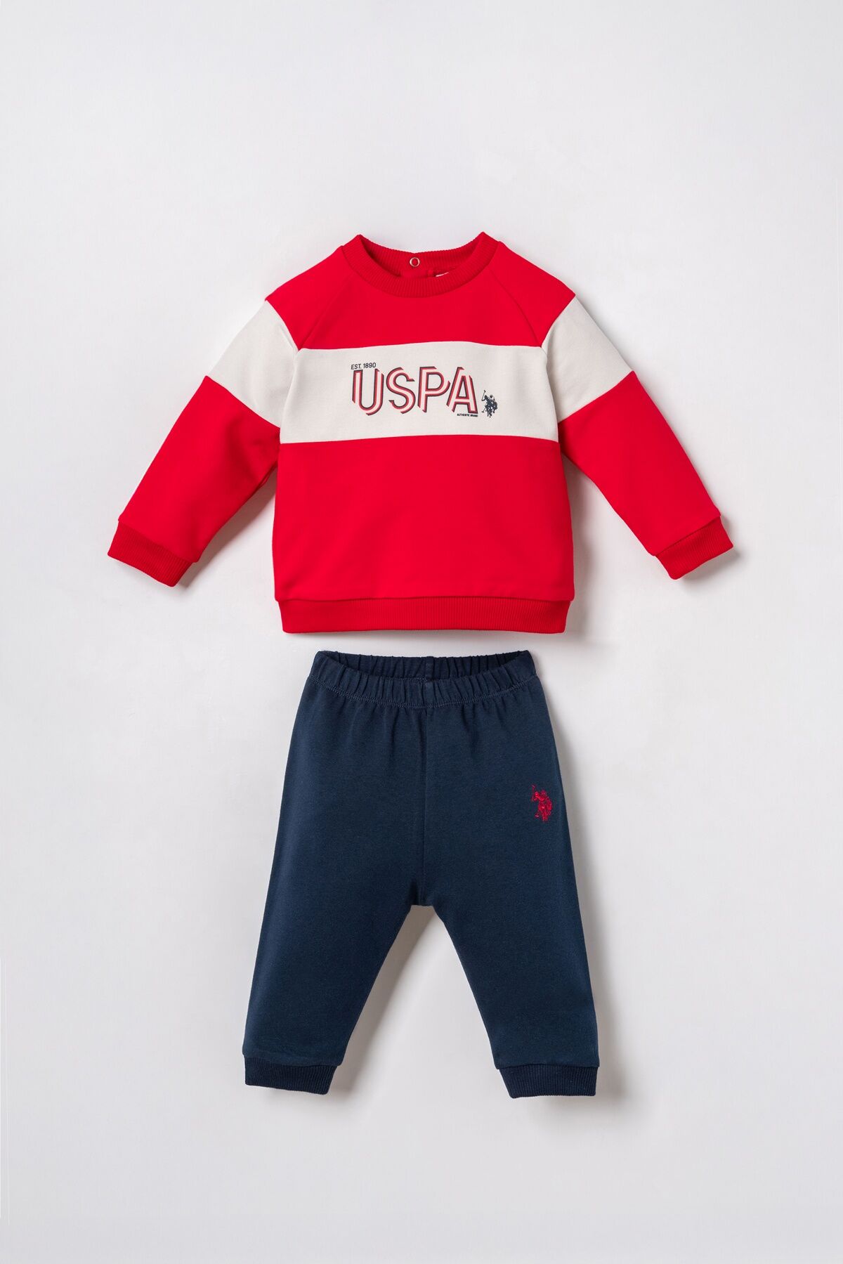 U.S POLO ASSN - U.S. Polo Assn. Erkek Bebek Baskılı Kırmızı Uzun Kol Pijama Takım USB3175-C-V1