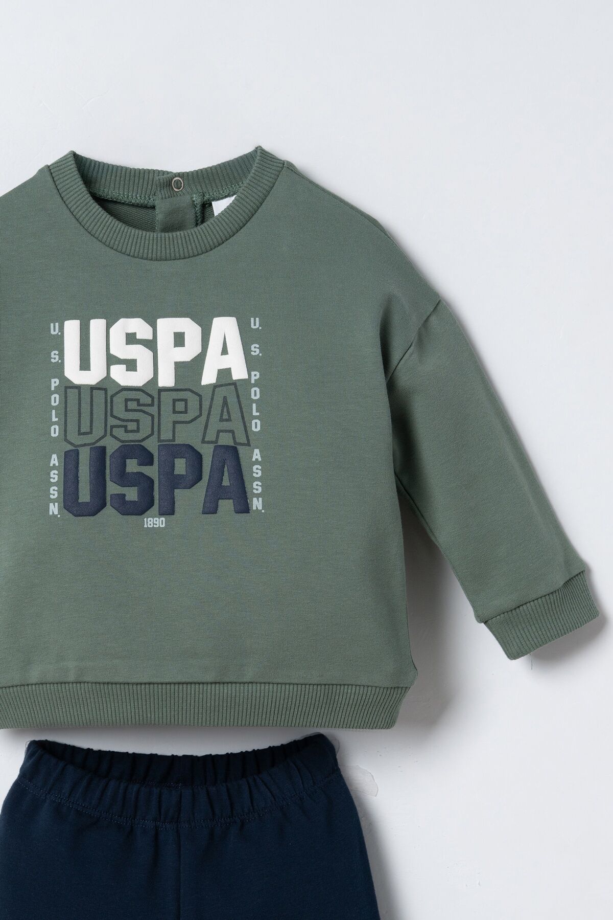 U.S POLO ASSN - U.S. Polo Assn. Erkek Bebek Baskılı Yeşil Uzun Kol Pijama Takım USB3180-C-V2 (1)