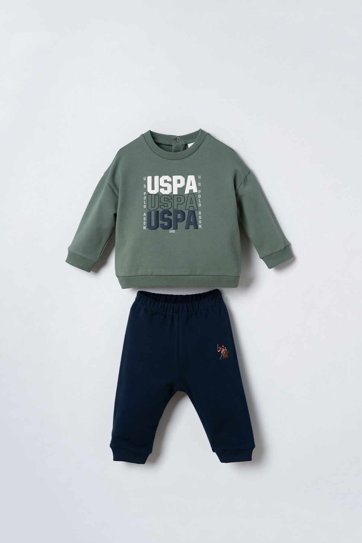 U.S POLO ASSN - U.S. Polo Assn. Erkek Bebek Baskılı Yeşil Uzun Kol Pijama Takım USB3180-C-V2