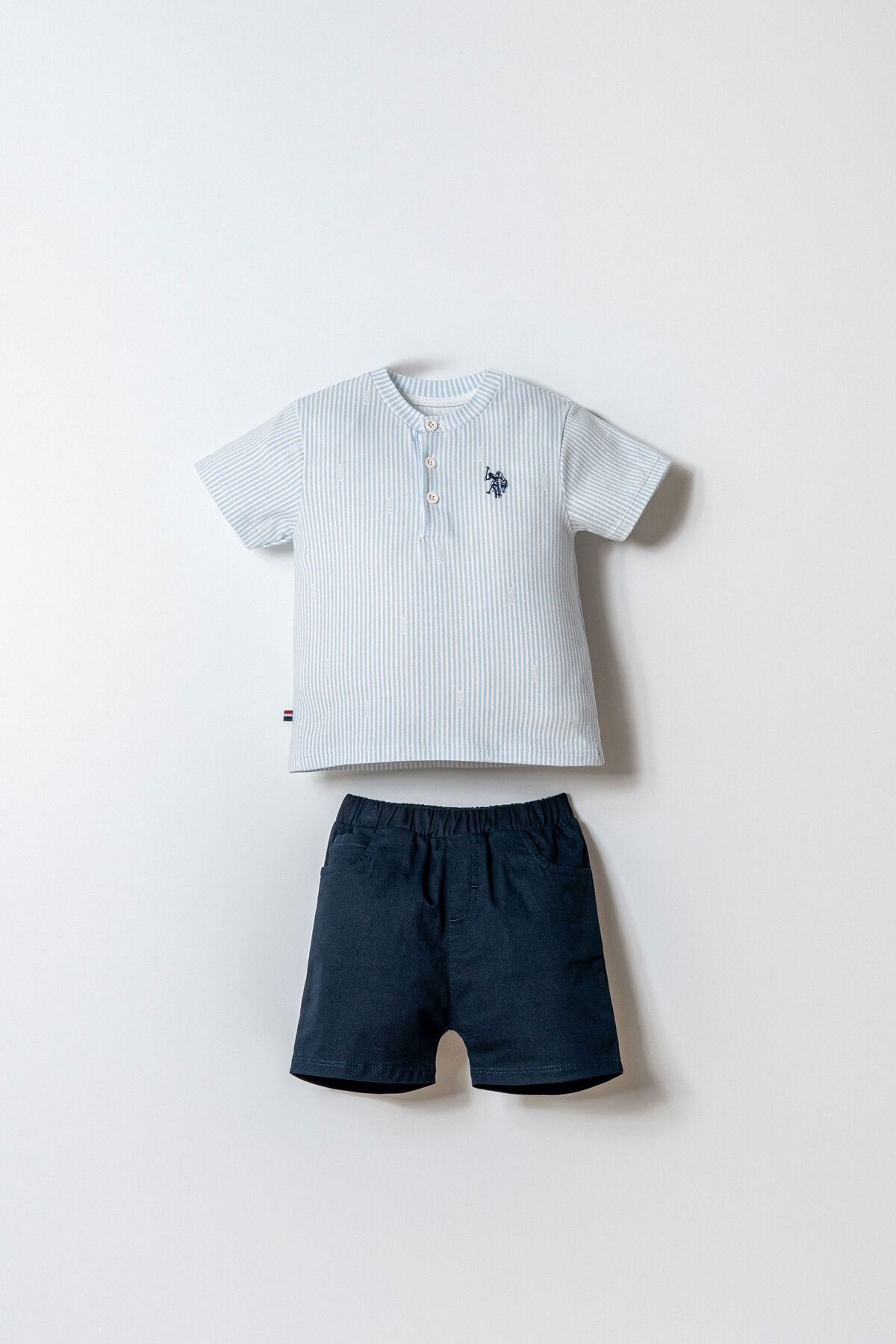 U.S. Polo Assn - U.S. Polo Assn. Erkek Bebek Mavi Şort Takım