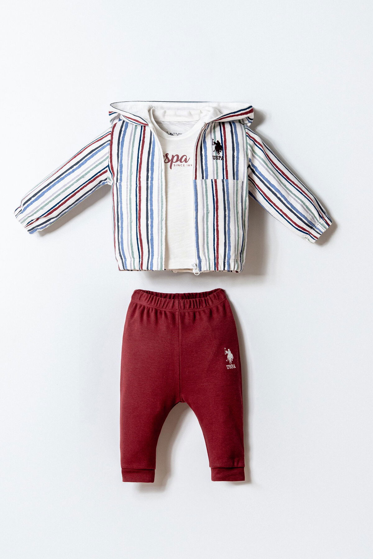 U.S. Polo Assn - U.S. Polo Assn. Erkek Bebek Beyaz 3'Lü Takım