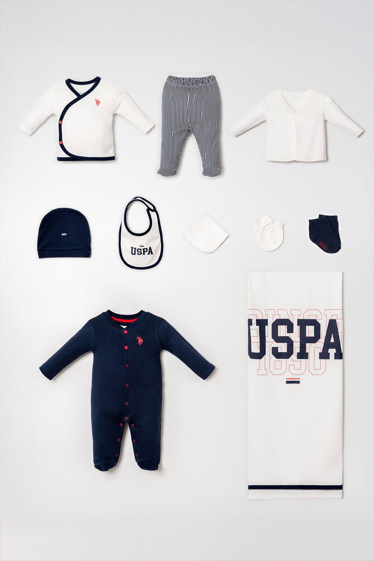 U.S. Polo Assn - U.S. Polo Assn. Erkek Bebek Beyaz Hastane Çıkışı 10’Lu Set