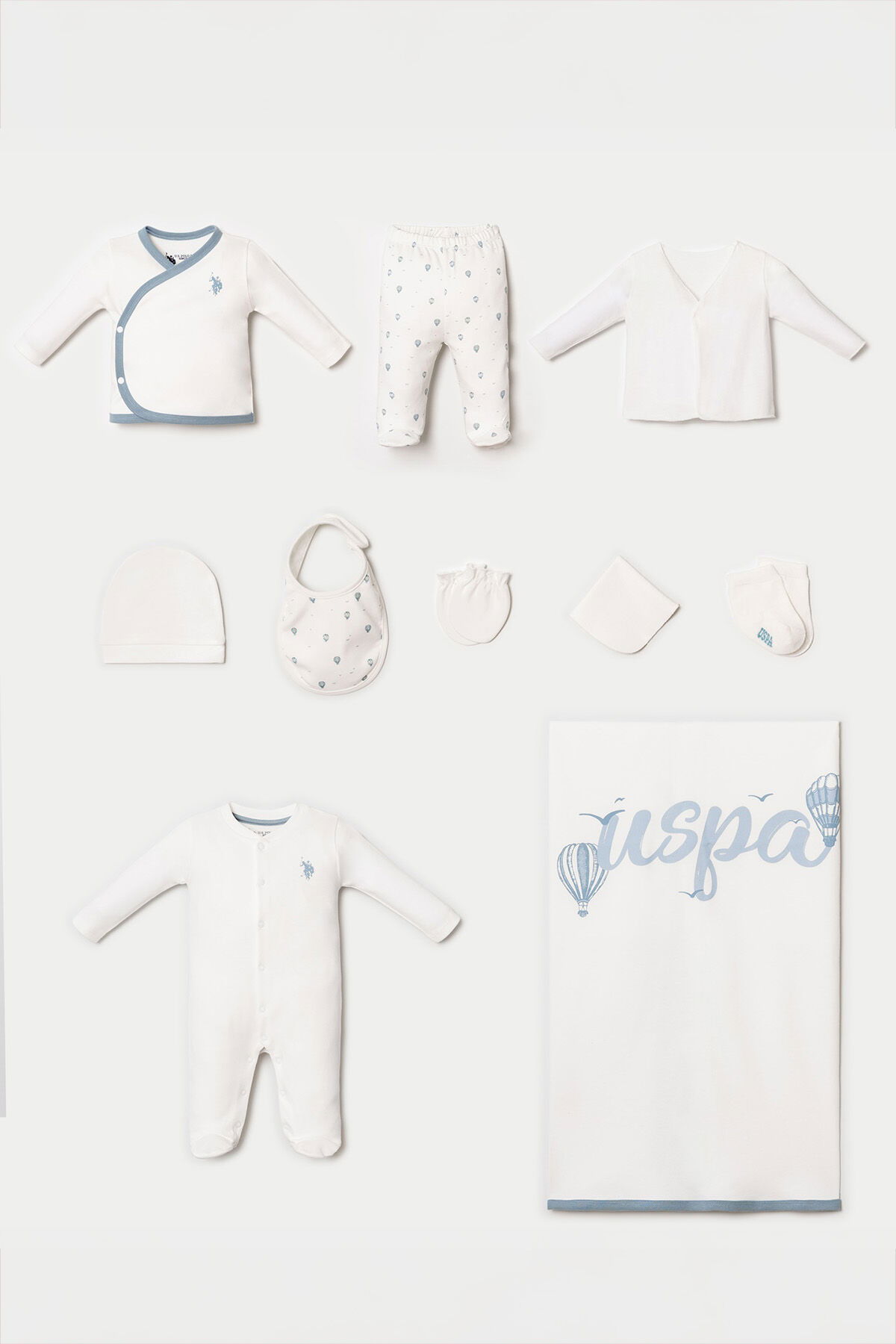 U.S. Polo Assn - U.S. Polo Assn. Erkek Bebek Beyaz Hastane Çıkışı 10’Lu Set