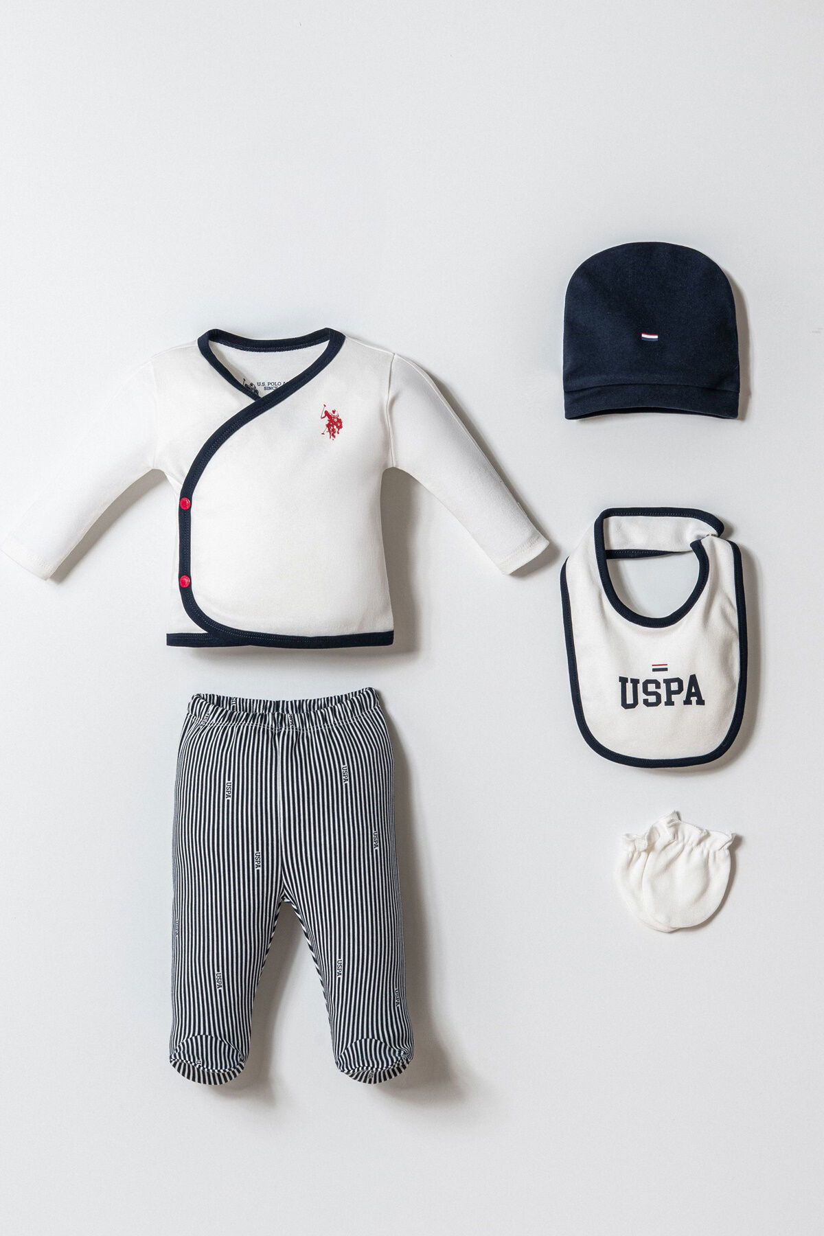 U.S. Polo Assn - U.S. Polo Assn. Erkek Bebek Beyaz Hastane Çıkışı 5’Li Set