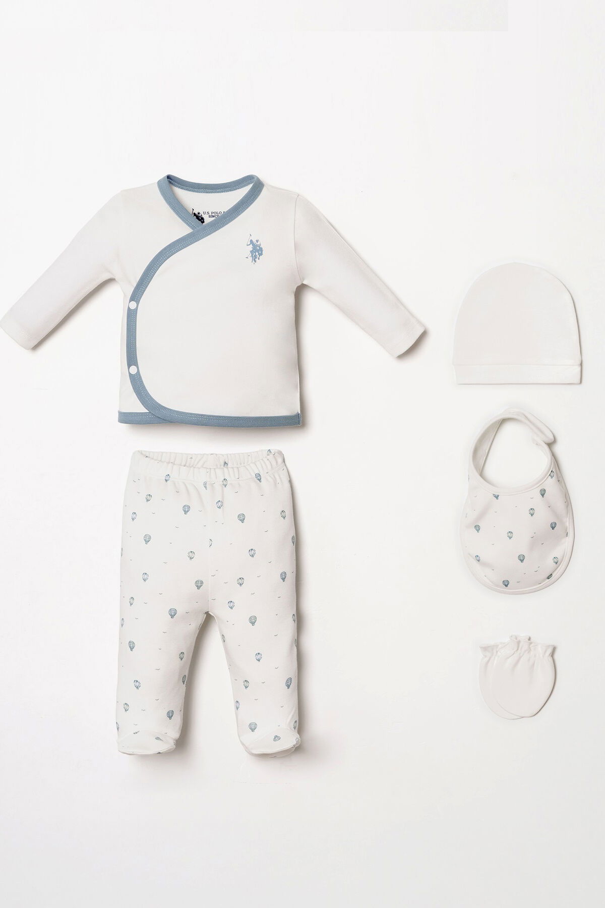 U.S. Polo Assn - U.S. Polo Assn. Erkek Bebek Beyaz Hastane Çıkışı 5’Li Set