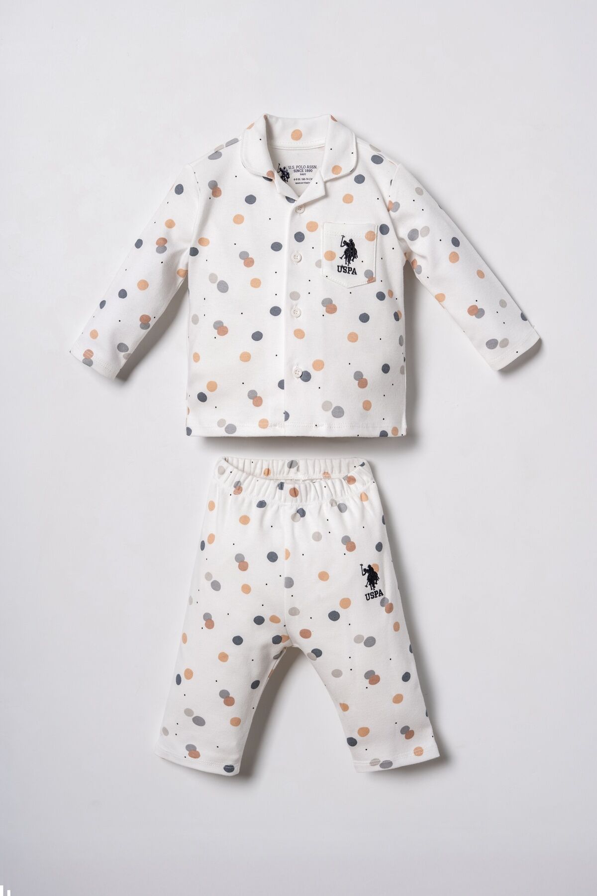 U.S POLO ASSN - U.S. Polo Assn. Erkek Bebek Beyaz Gömlek Pijama Takımı USB3107-C-V1