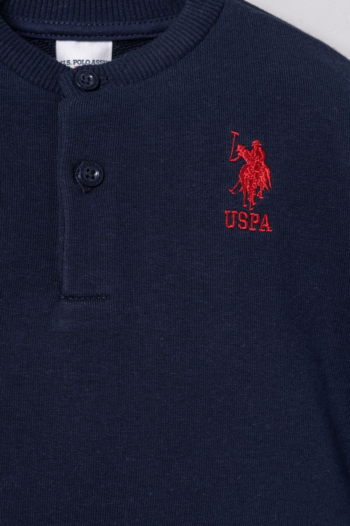 U.S POLO ASSN - U.S. Polo Assn. Erkek Bebek Düğmeli Yaka Lacivert Uzun Kol Pijama Takım USB3169-C-V1 (1)