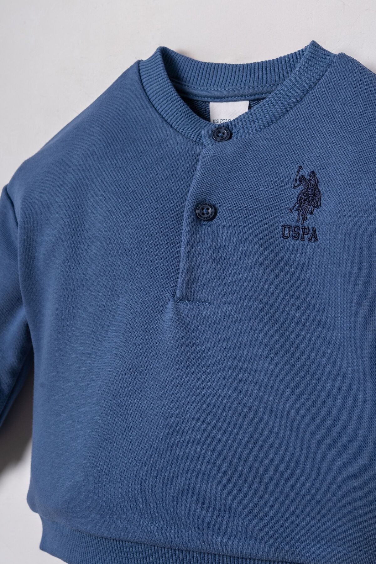 U.S POLO ASSN - U.S. Polo Assn. Erkek Bebek Nakışlı Mavi Uzun Kol Pijama Takım USB3169-C-V3 (1)