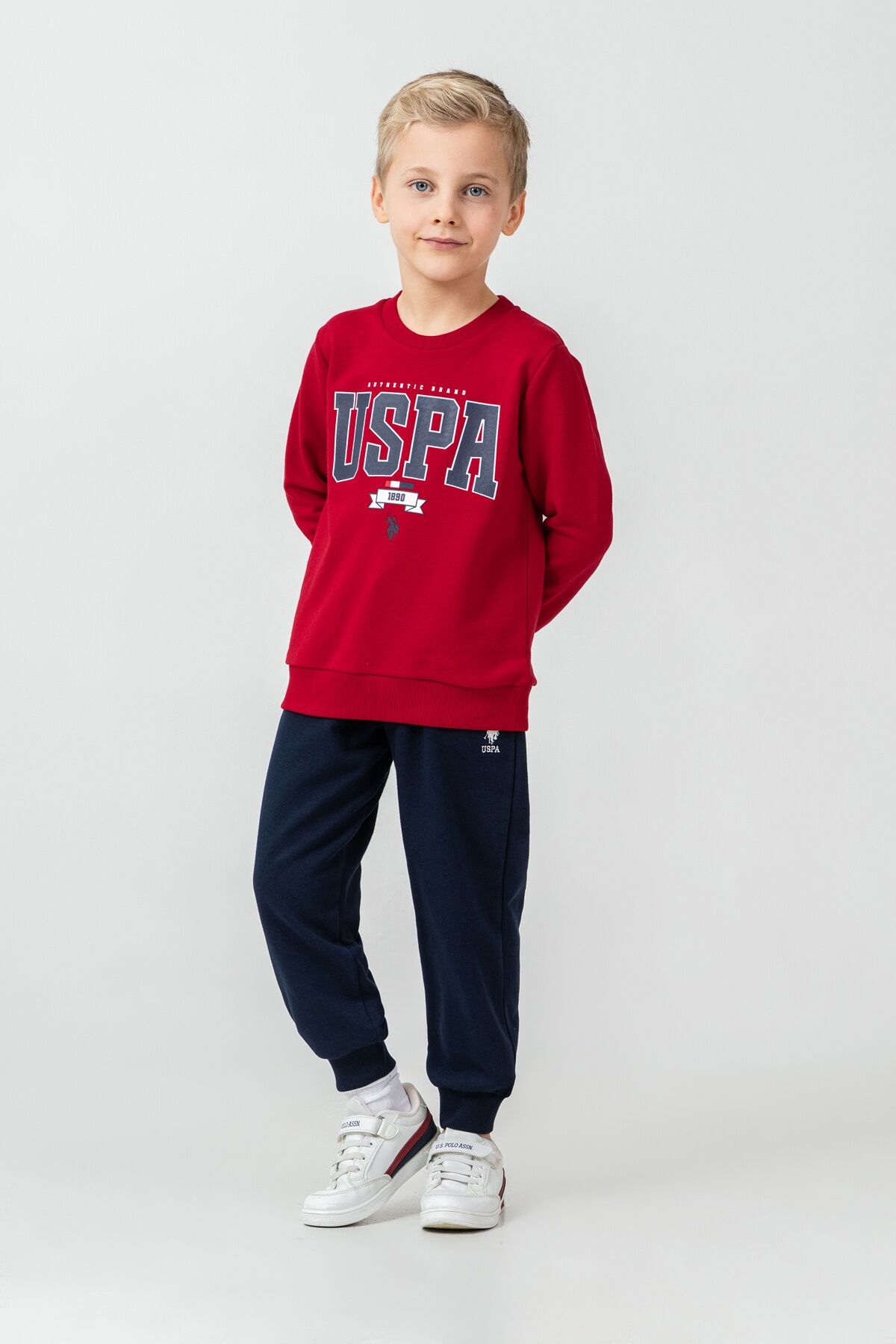 U.S POLO ASSN - U.S. Polo Assn. Erkek Çocuk Baskılı Kırmızı Uzun Kol Eşofman Takımı US2628-C-V4 (1)