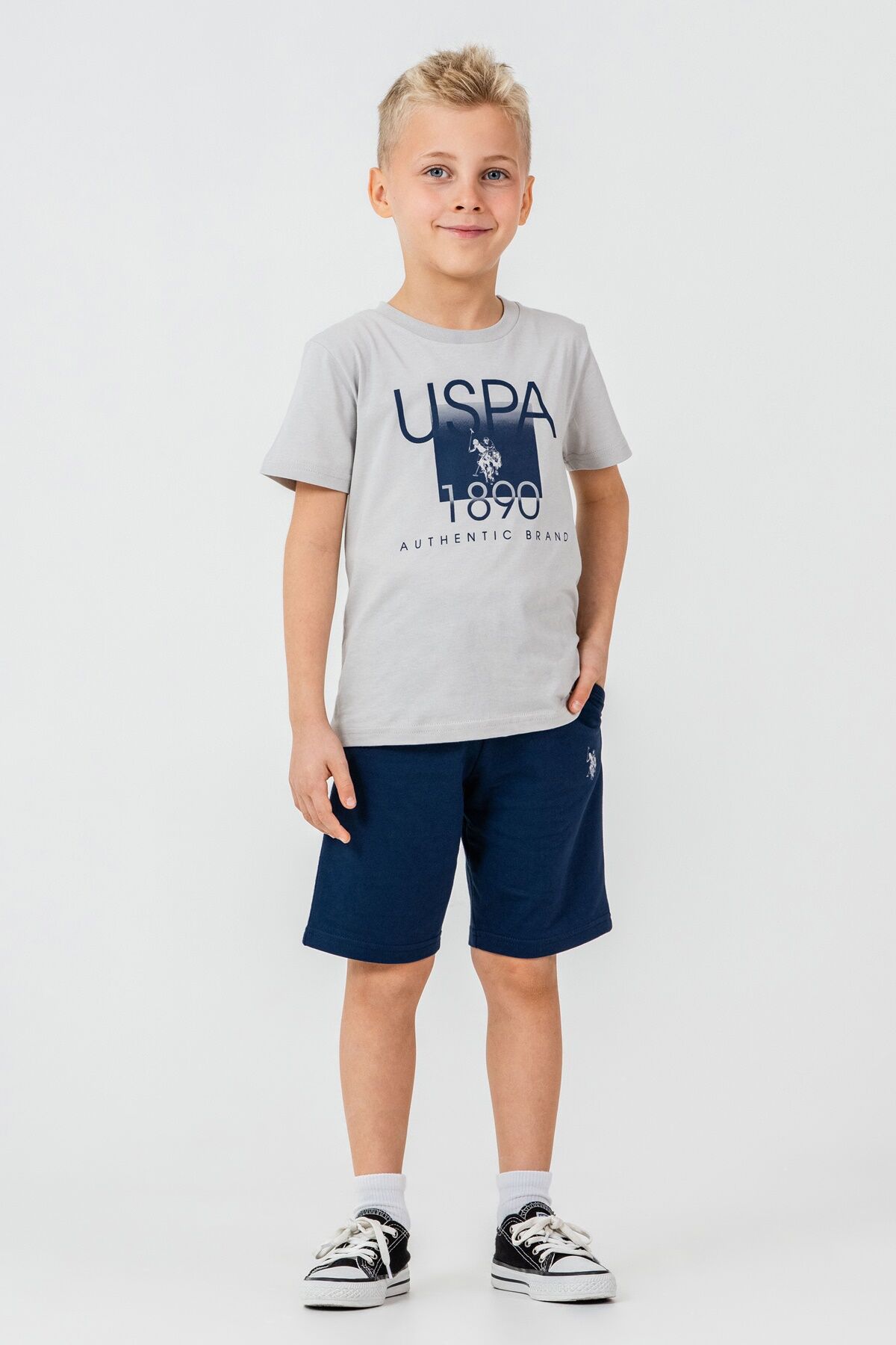 U.S. Polo Assn - U.S Polo Assn. Erkek Çocuk Gri Bermuda Takım