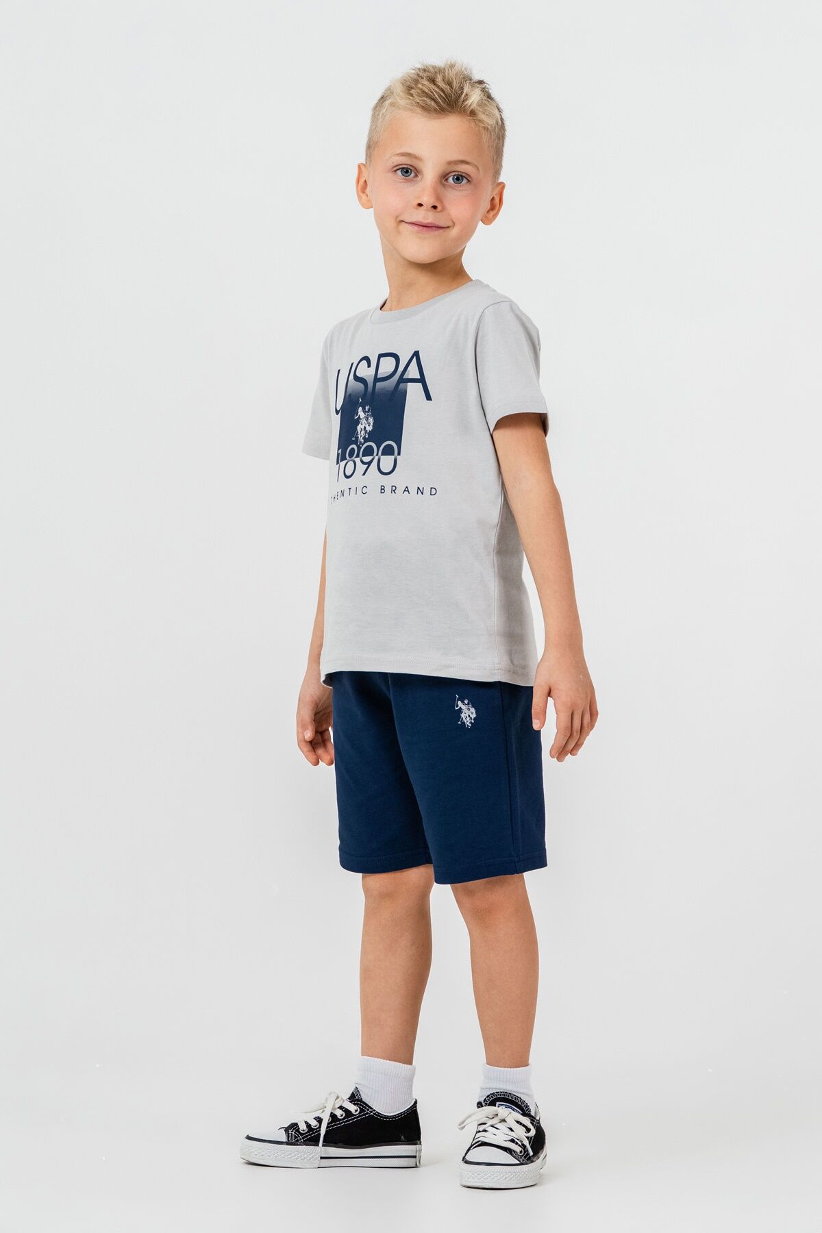 U.S. Polo Assn - U.S Polo Assn. Erkek Çocuk Gri Bermuda Takım (1)