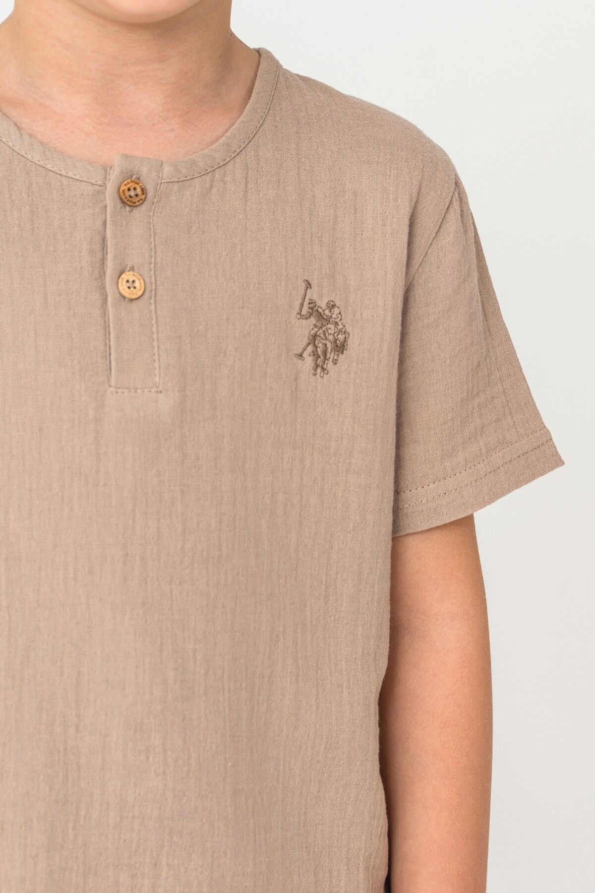 U.S. Polo Assn - U.S. Polo Assn. Erkek Çocuk Kahverengi Bermuda Takım (1)