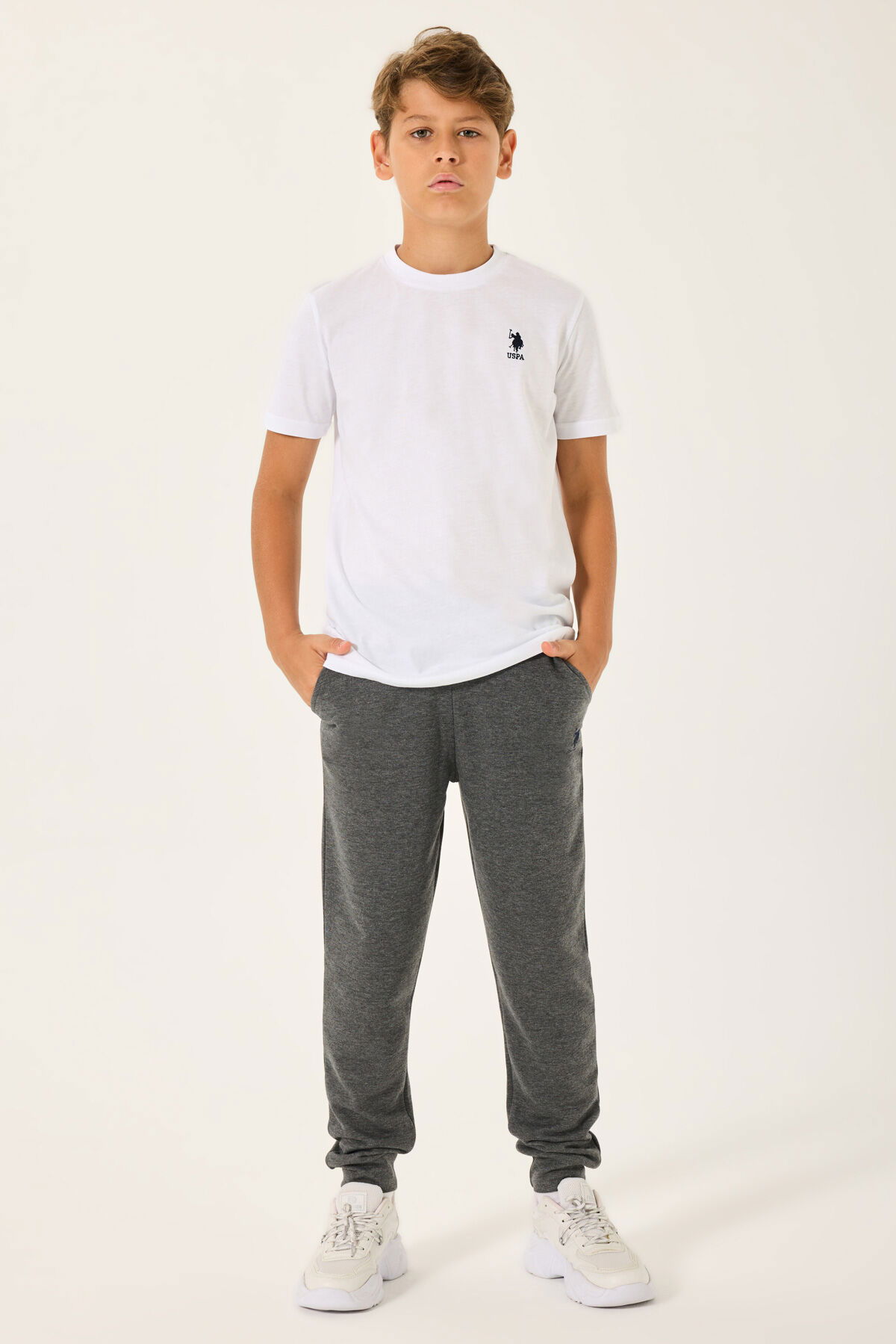 U.S. Polo Assn - U.S Polo Assn Çocuk Erkek Krem Eşofman Takım