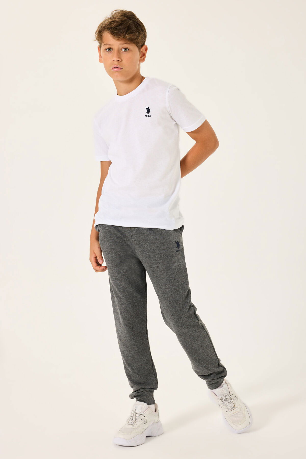 U.S. Polo Assn - U.S Polo Assn Çocuk Erkek Krem Eşofman Takım (1)