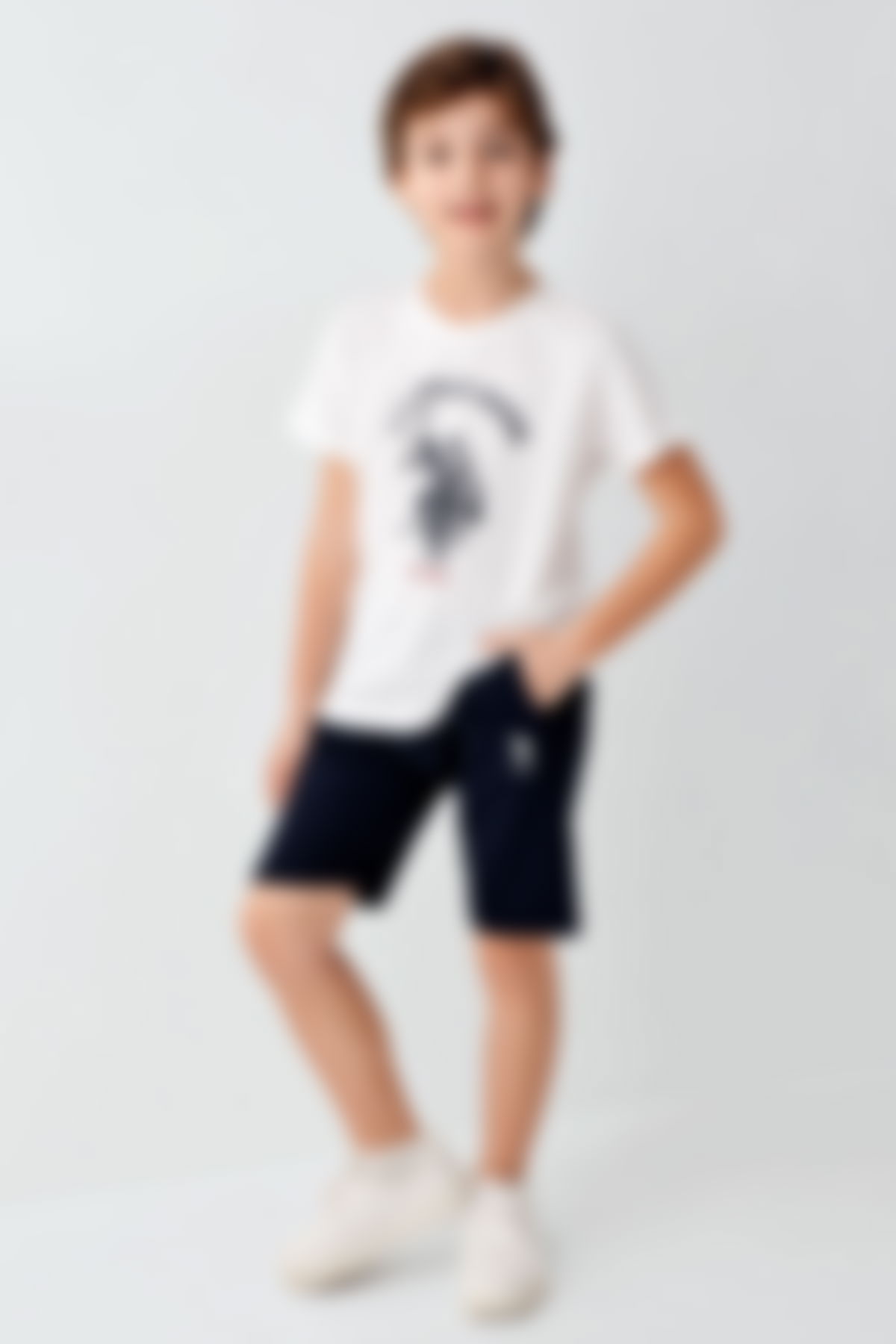 U.S. Polo Assn - U.S. Polo Assn Erkek Çocuk Beyaz Bermuda Takım