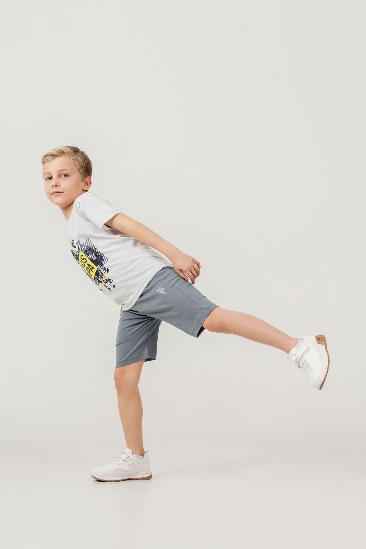 U.S. Polo Assn Kids - U.S Polo Assn Erkek Çocuk Gri Bermuda Takım (1)