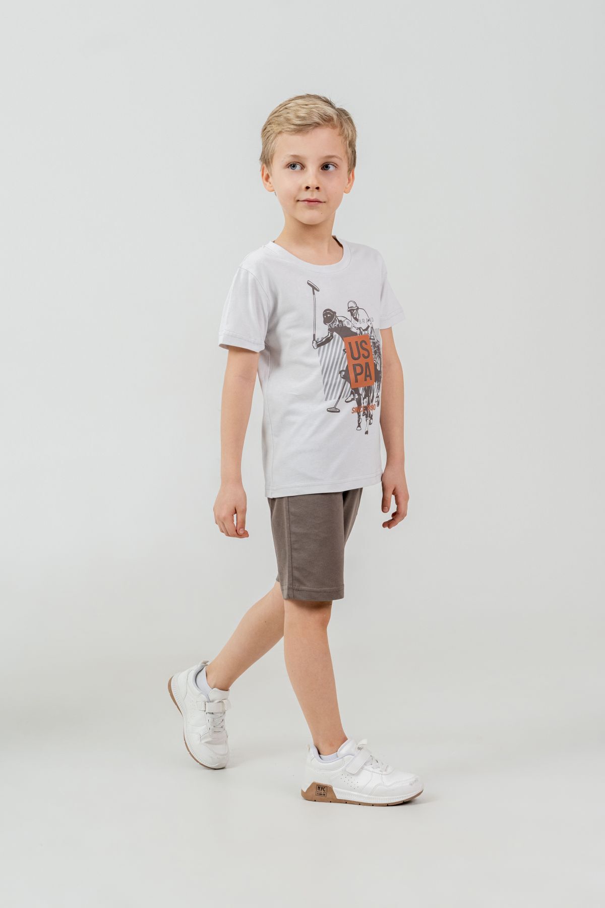 U.S. Polo Assn Kids - U.S Polo Assn Erkek Çocuk Kahverengi Bermuda Takım