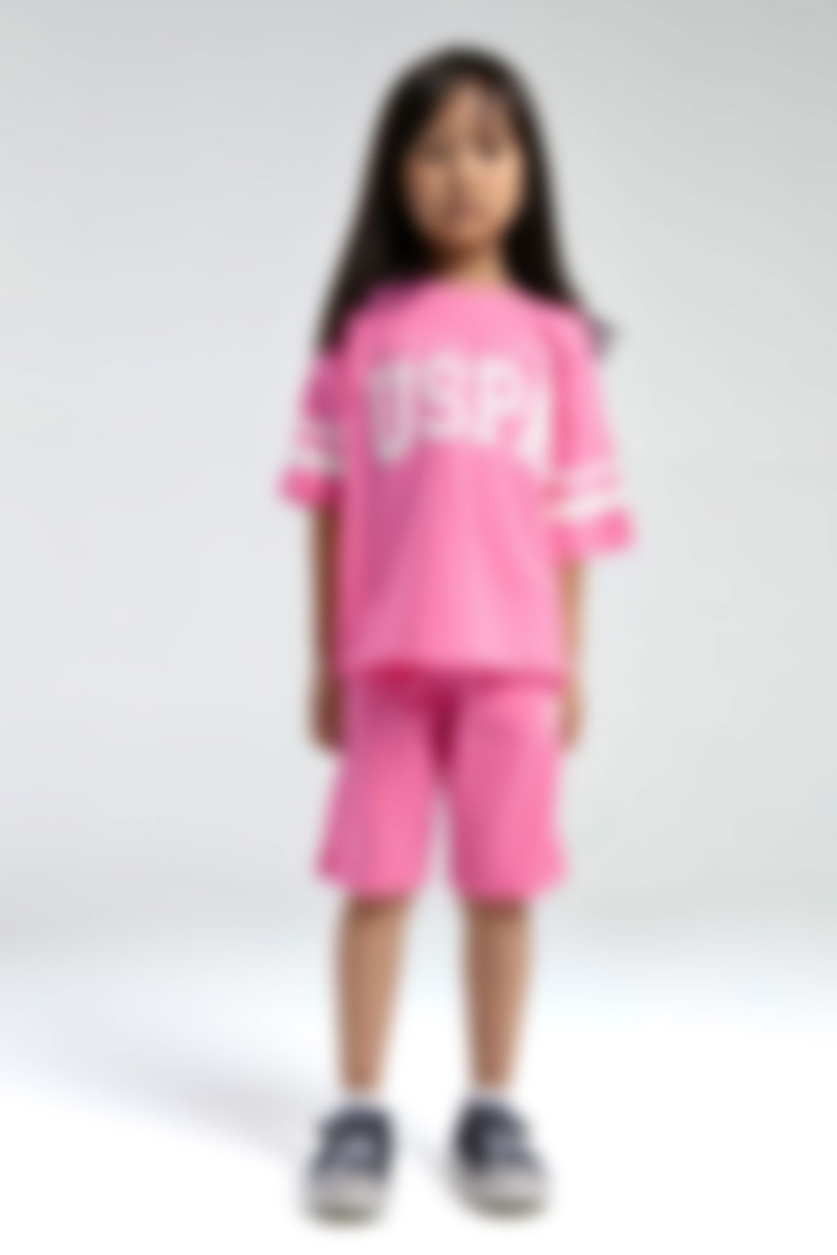 U.S. Polo Assn - U.S. Polo Assn Kız Çocuk Pembe Bermuda Takım