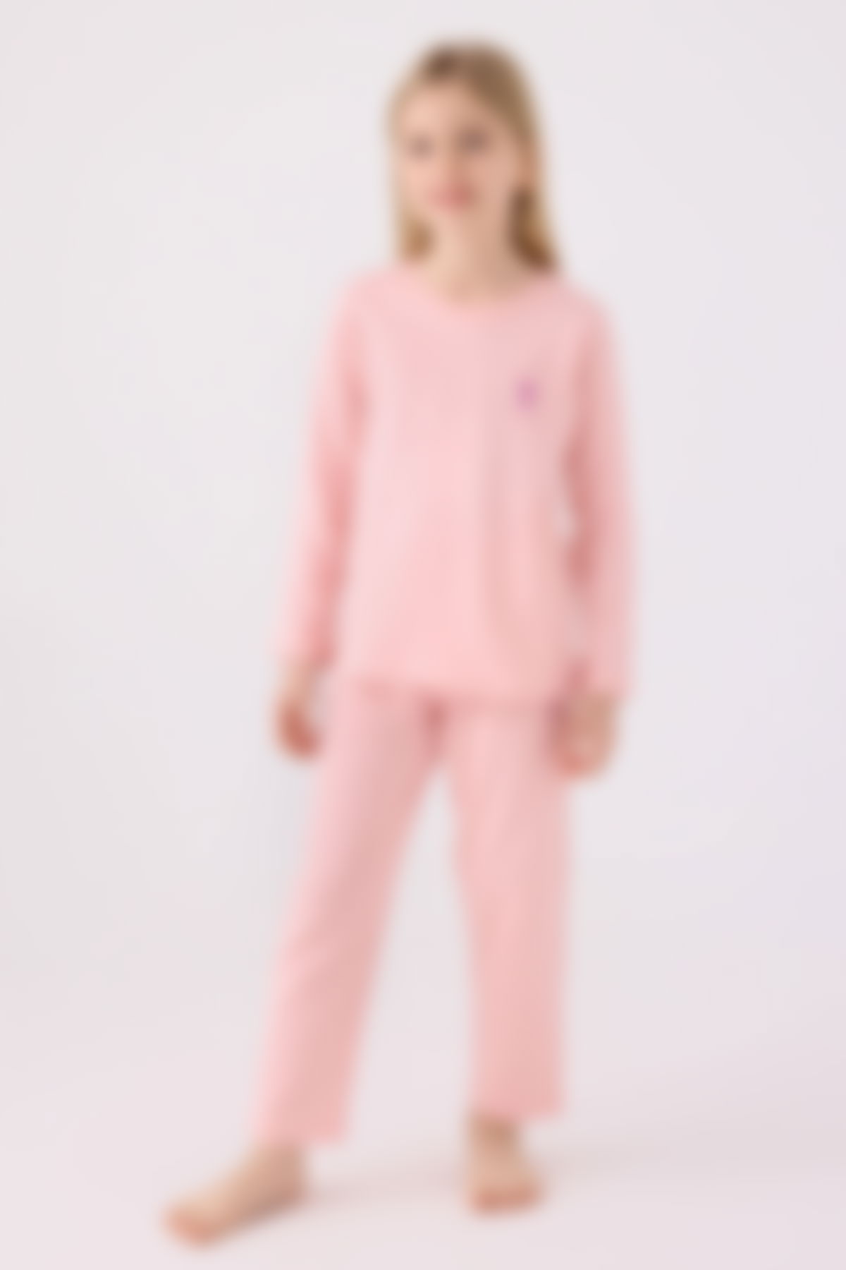 U.S. Polo Assn Kids - U.S. Polo Assn Kız Çocuk Toz Pembe Pijama Takımı