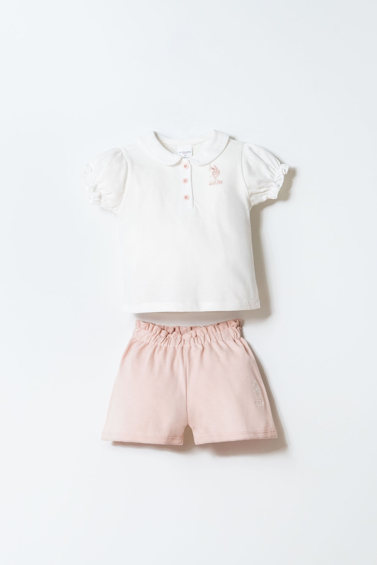 U.S. Polo Assn - U.S. Polo Assn. Kız Bebek Beyaz Şort Takım