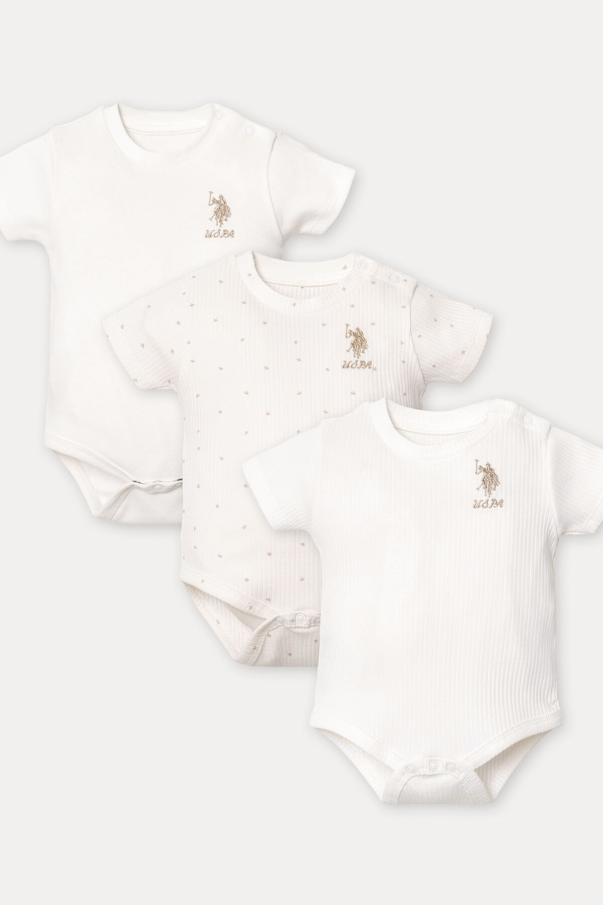 U.S. Polo Assn - U.S. Polo Assn. Kız Bebek Beyaz 3'Lü Zıbın