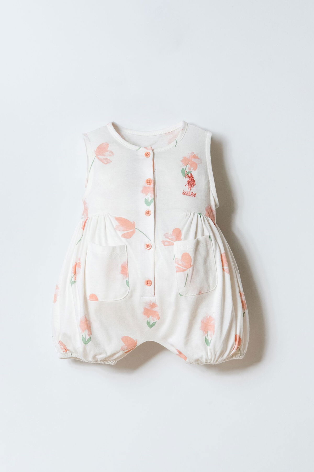 U.S. Polo Assn - U.S. Polo Assn. Kız Bebek Beyaz Tulum