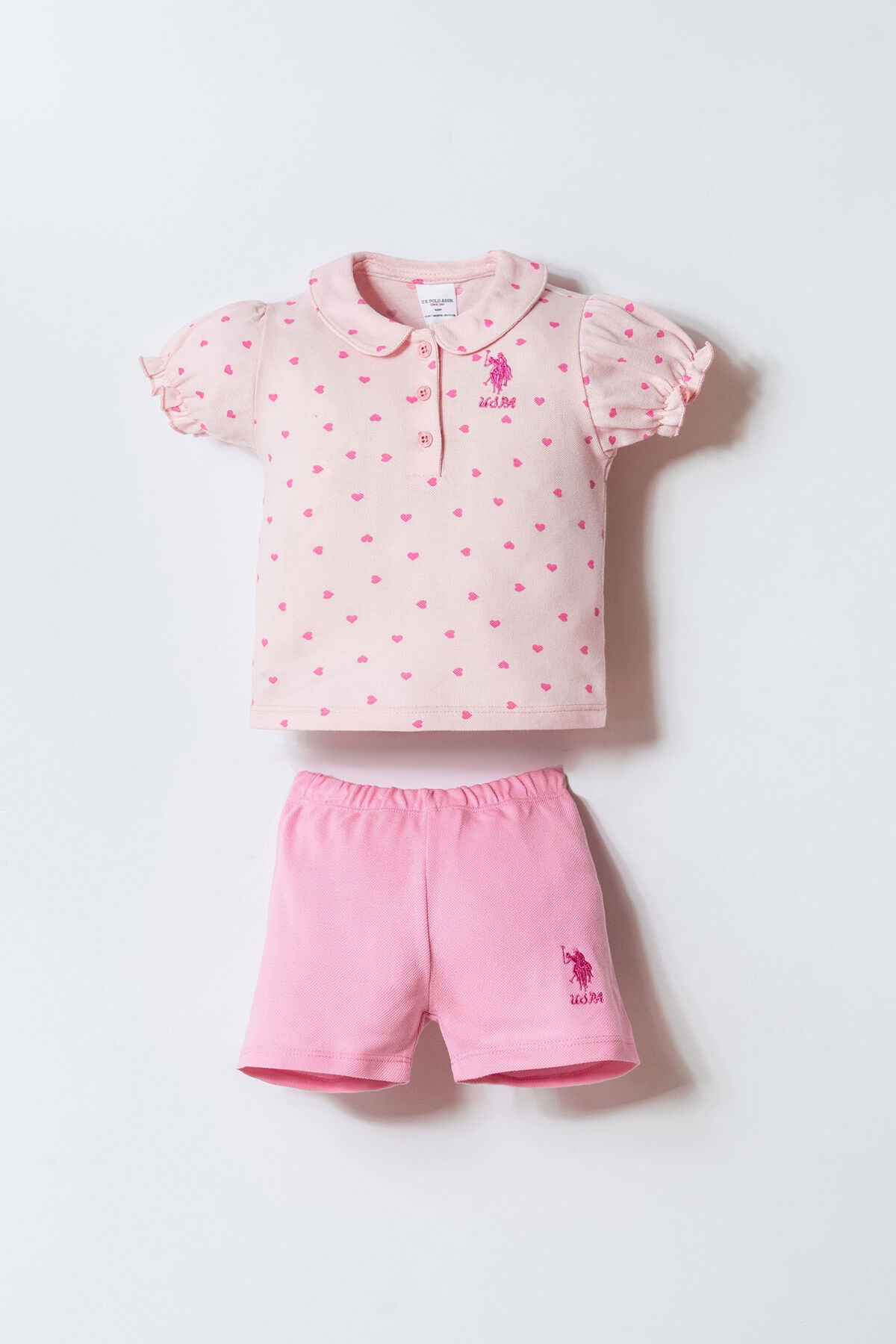 U.S. Polo Assn - U.S. Polo Assn. Kız Bebek Pembe Şort Takım