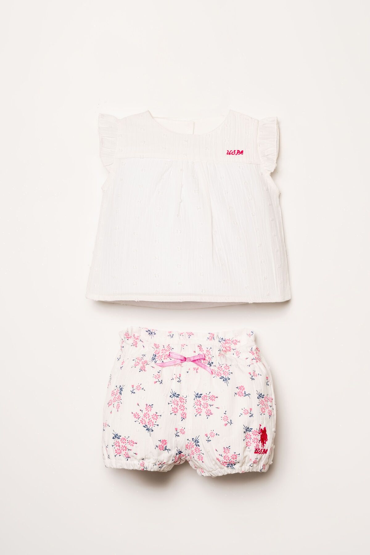 U.S. Polo Assn - U.S Polo Assn. Kız Bebek Beyaz Şort Takım