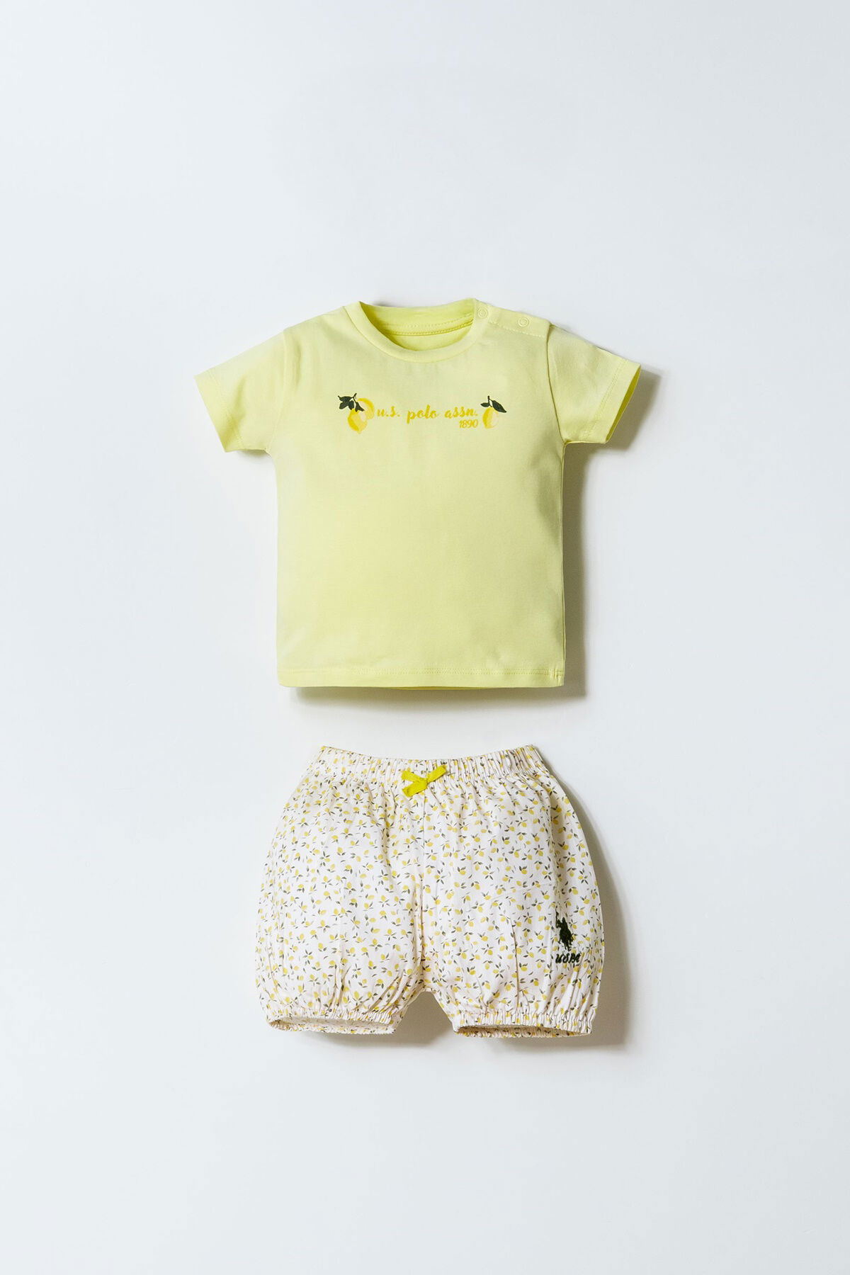 U.S. Polo Assn - U.S. Polo Assn. Kız Bebek Sarı Şort Takım
