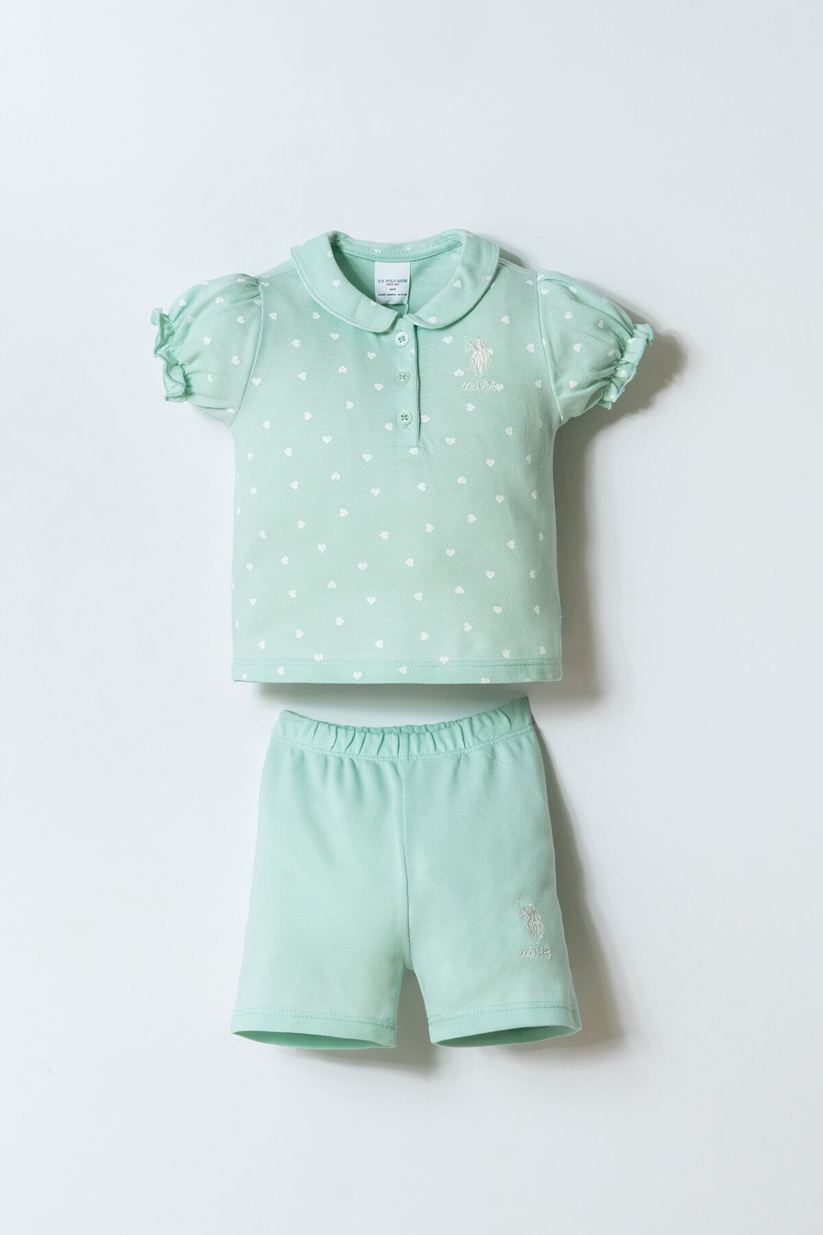 U.S. Polo Assn - U.S. Polo Assn. Kız Bebek Yeşil Şort Takım
