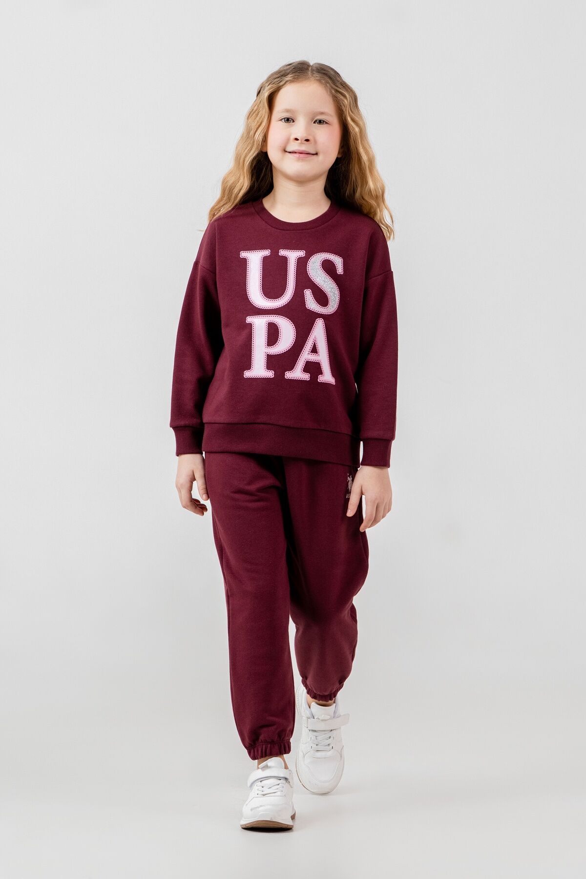 U.S POLO ASSN - U.S. Polo Assn. Kız Çocuk Baskılı Mor Uzun Kol Eşofman Takımı US2712-C-V2