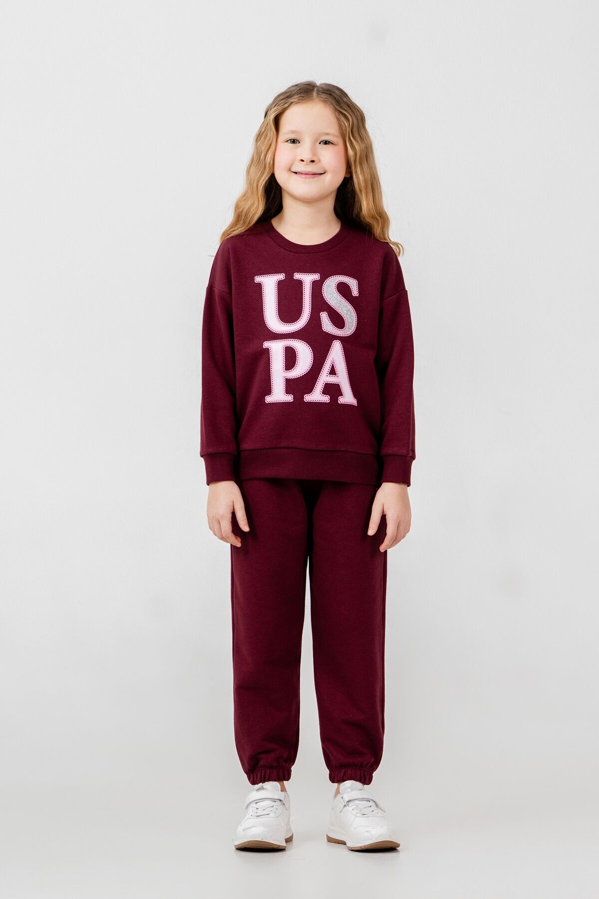 U.S POLO ASSN - U.S. Polo Assn. Kız Çocuk Baskılı Mor Uzun Kol Eşofman Takımı US2712-C-V2 (1)