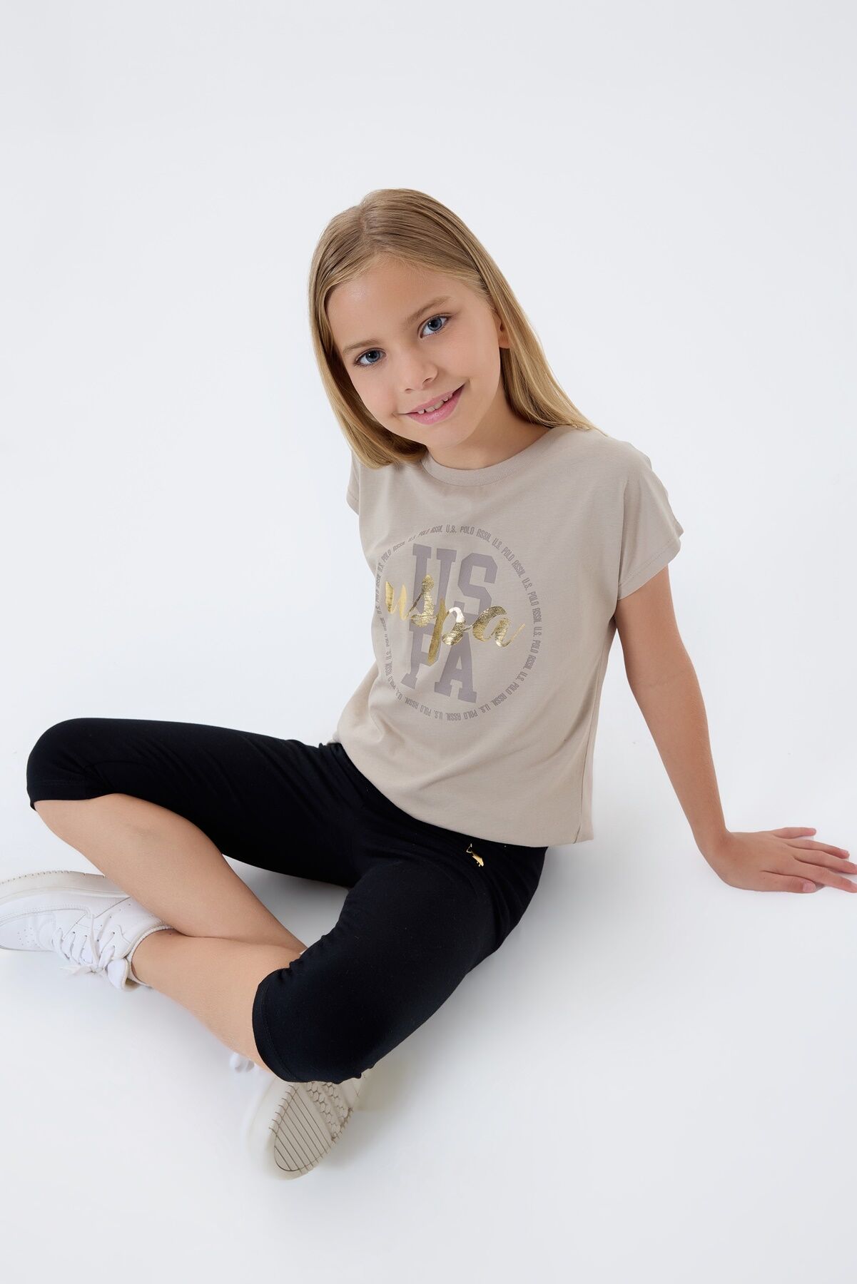 U.S. Polo Assn - U.S. Polo Assn. Kız Çocuk Kahverengi Tayt Takım