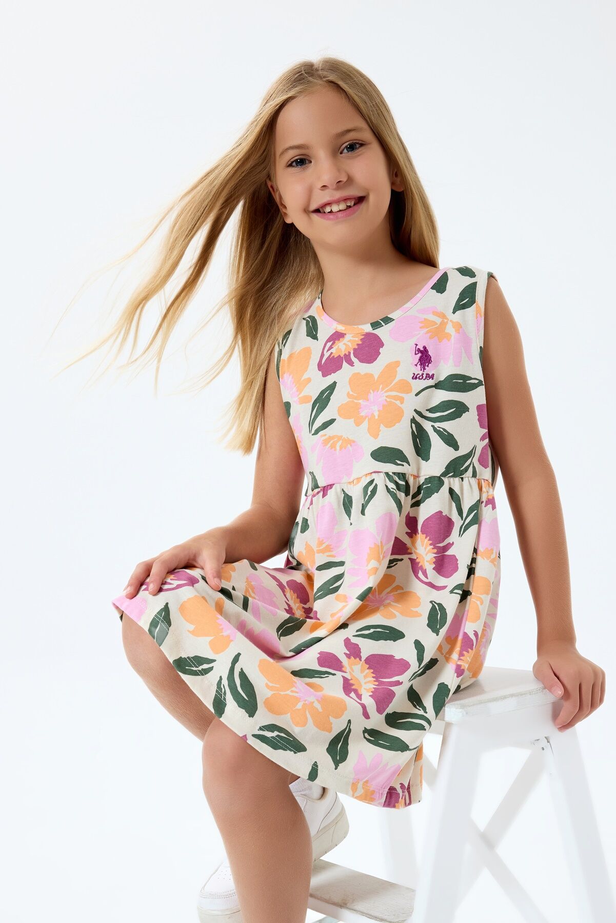 U.S. Polo Assn - U.S. Polo Assn. Kız Çocuk Mor Elbise